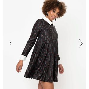 Unique Vintage NWT Black & Red Heart Peggy Babydoll Dress